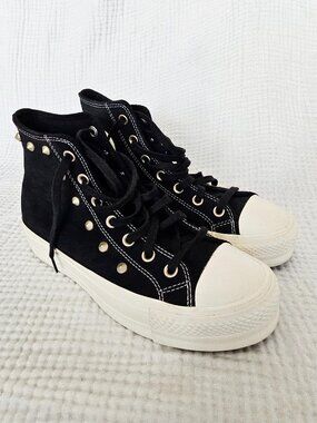 Converse Chuck Taylor All Star Suede Studs Platform Hi Top Black 8.5